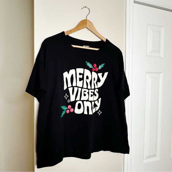 Old Navy “Merry Vibes Only” Holiday Graphic Tee - Picture 3 of 5